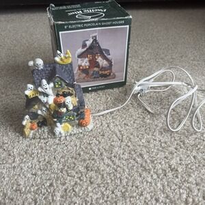 1990s Pacific Rim 6" Ghost House Ceramic Lighted Halloween Haunted House